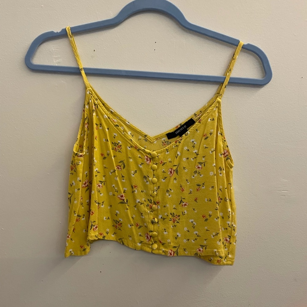 Forever 21 yellow flower crop top.
